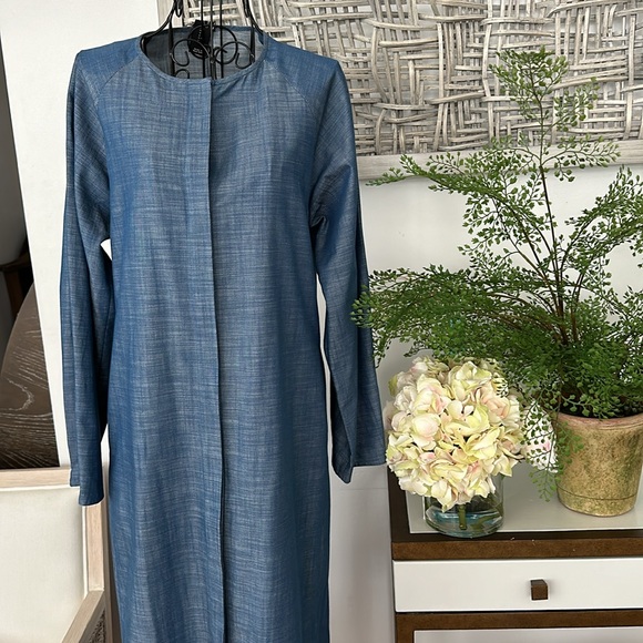 NWT Zero + Maria Cornejo Washed Indigo 100%Cotton, sleeves, 2 pockets - Picture 2 of 16